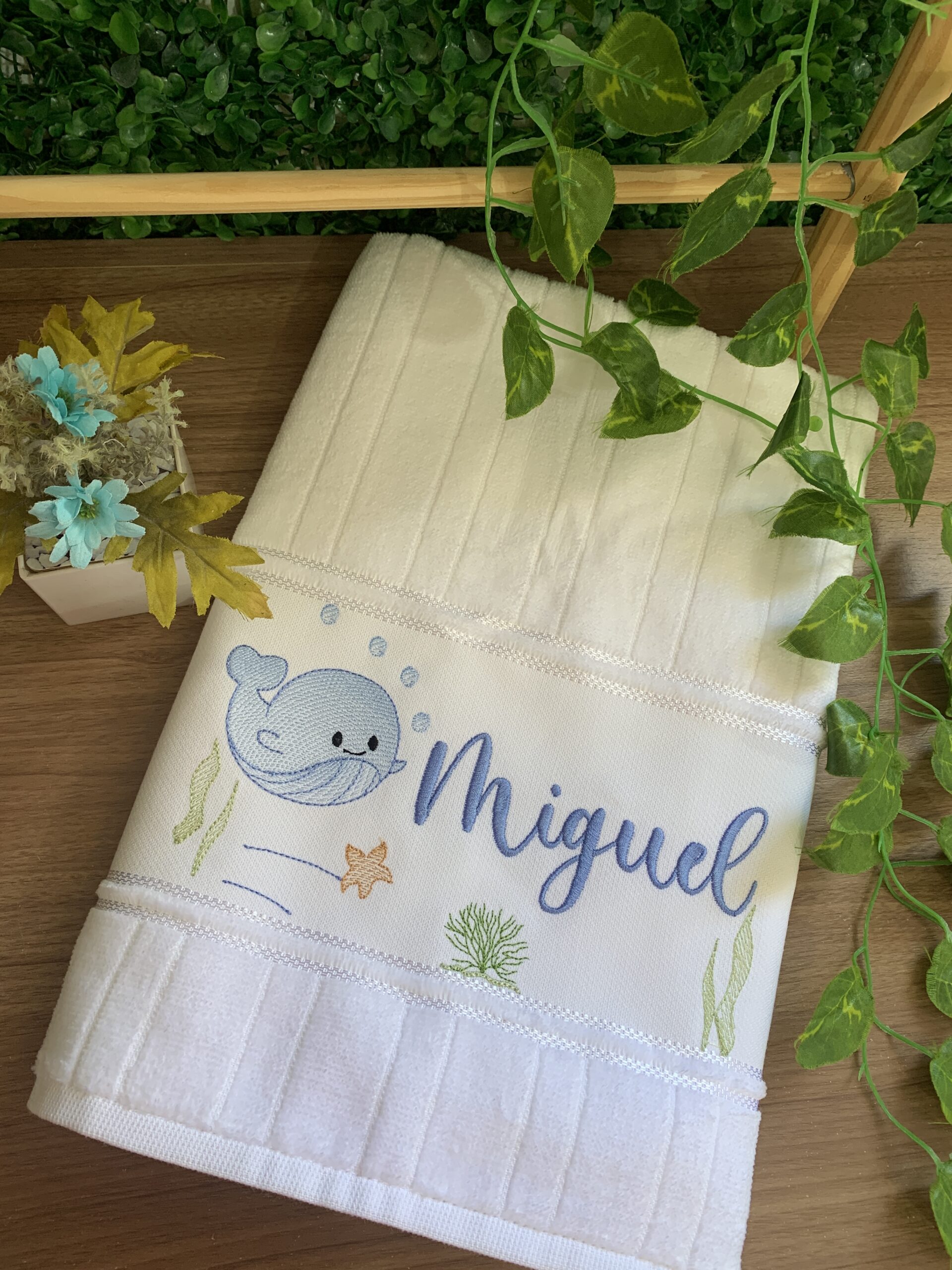 toalha de banho bordada infantil menino