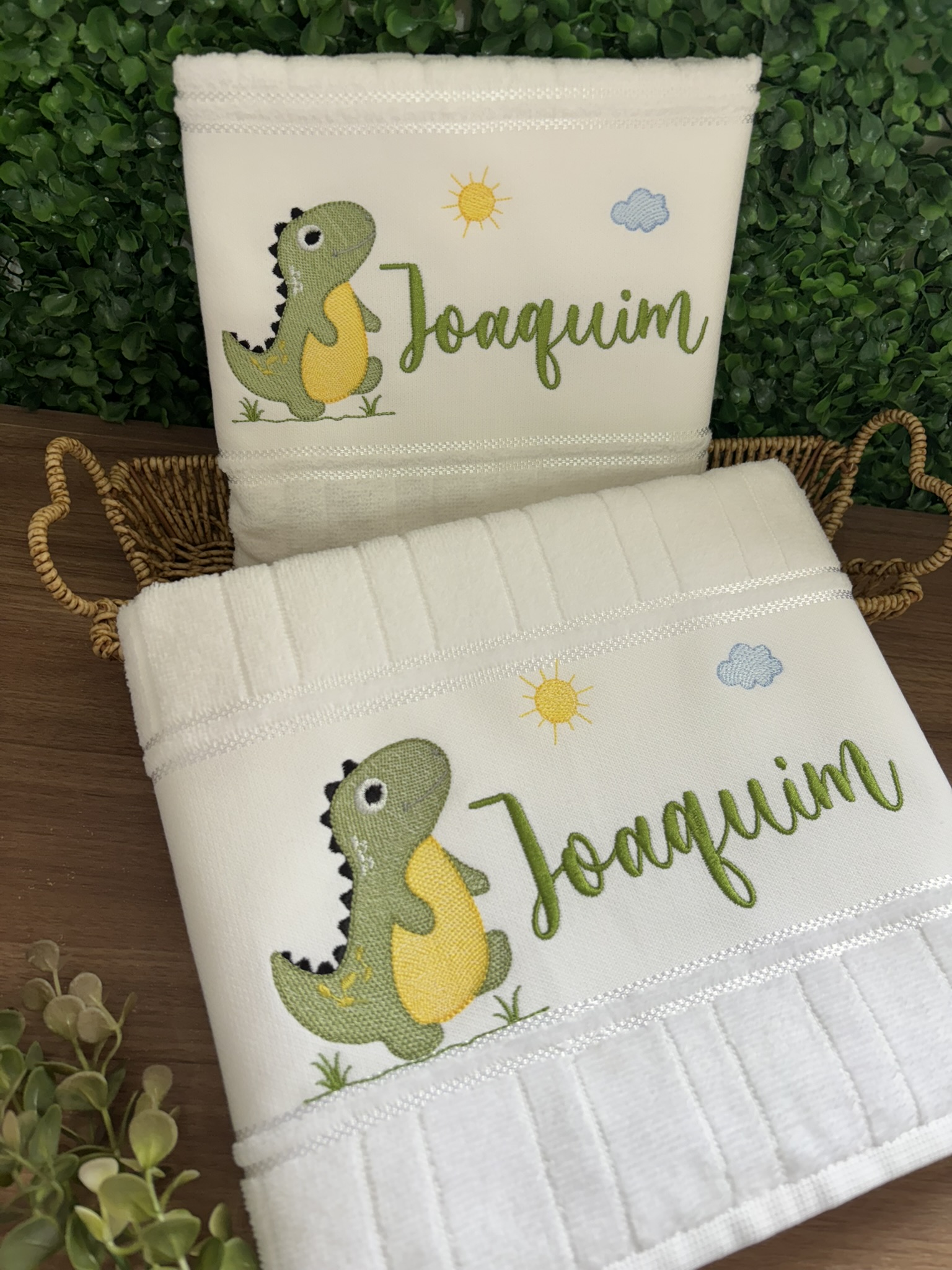 toalha de banho e rosto bordadas infantil menino