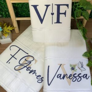 jogo toallhas casal bordadas banho e rosto