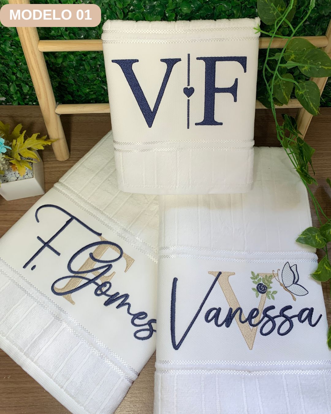jogo toallhas casal bordadas banho e rosto