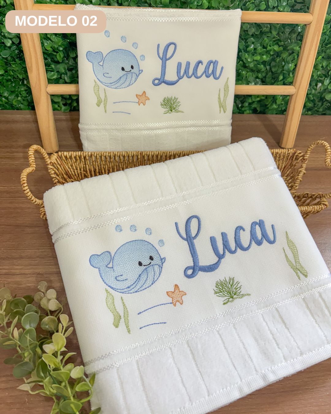 toalha de banho e rosto bordadas infantil menino