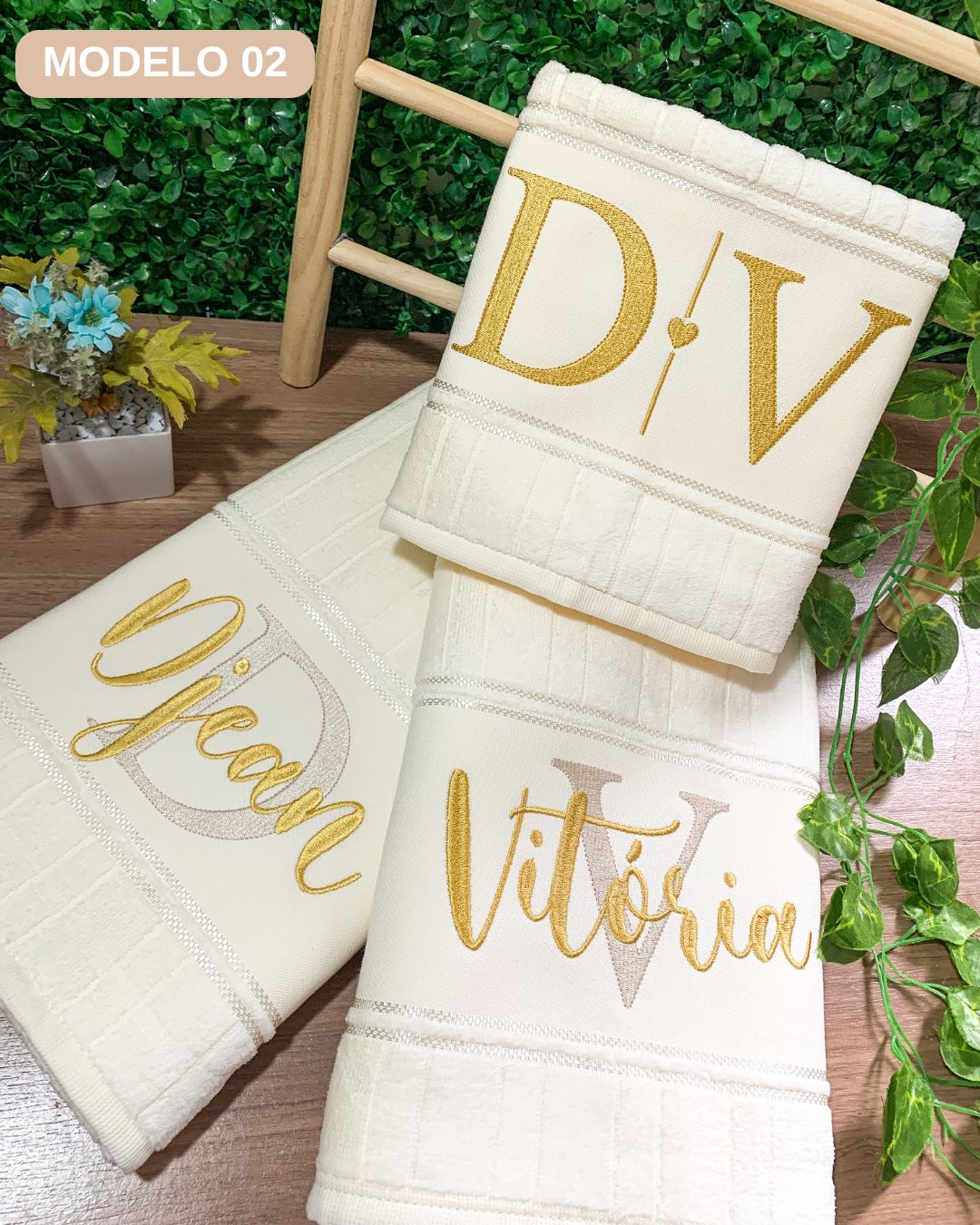 jogo toallhas casal bordadas banho e rosto