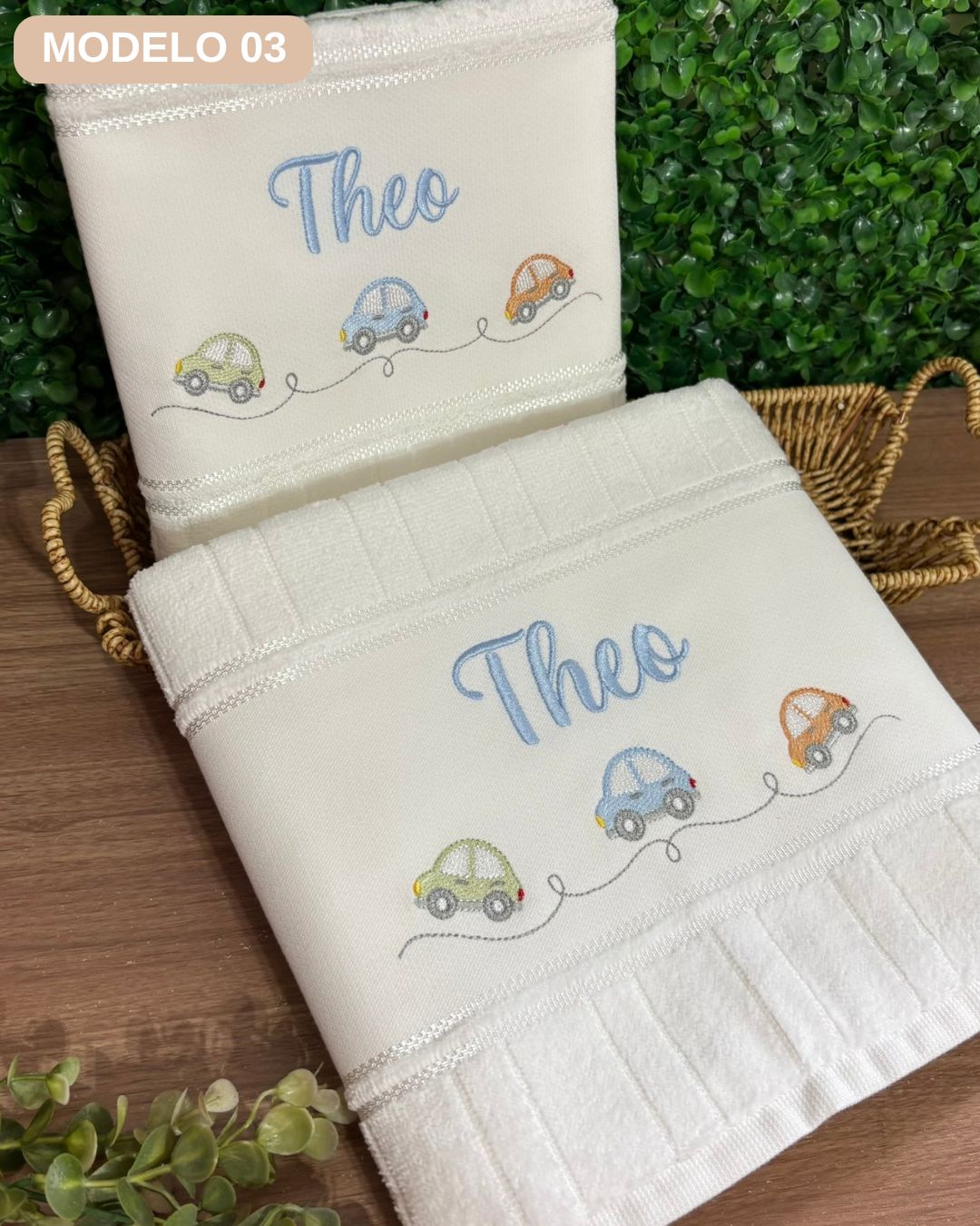 toalha de banho e rosto bordadas infantil menino