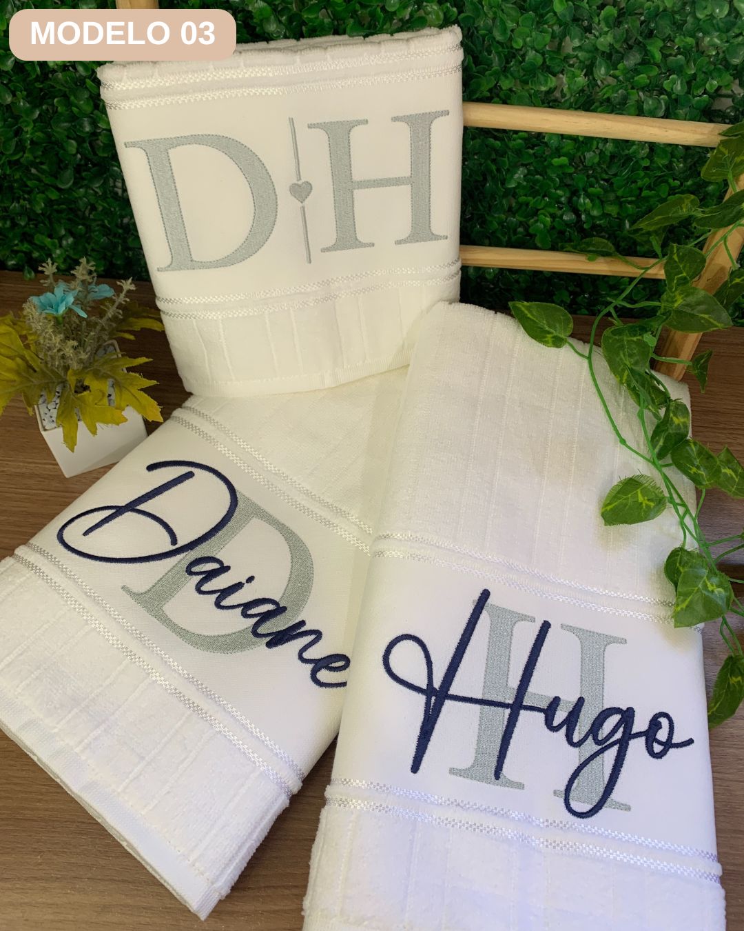 jogo toallhas casal bordadas banho e rosto