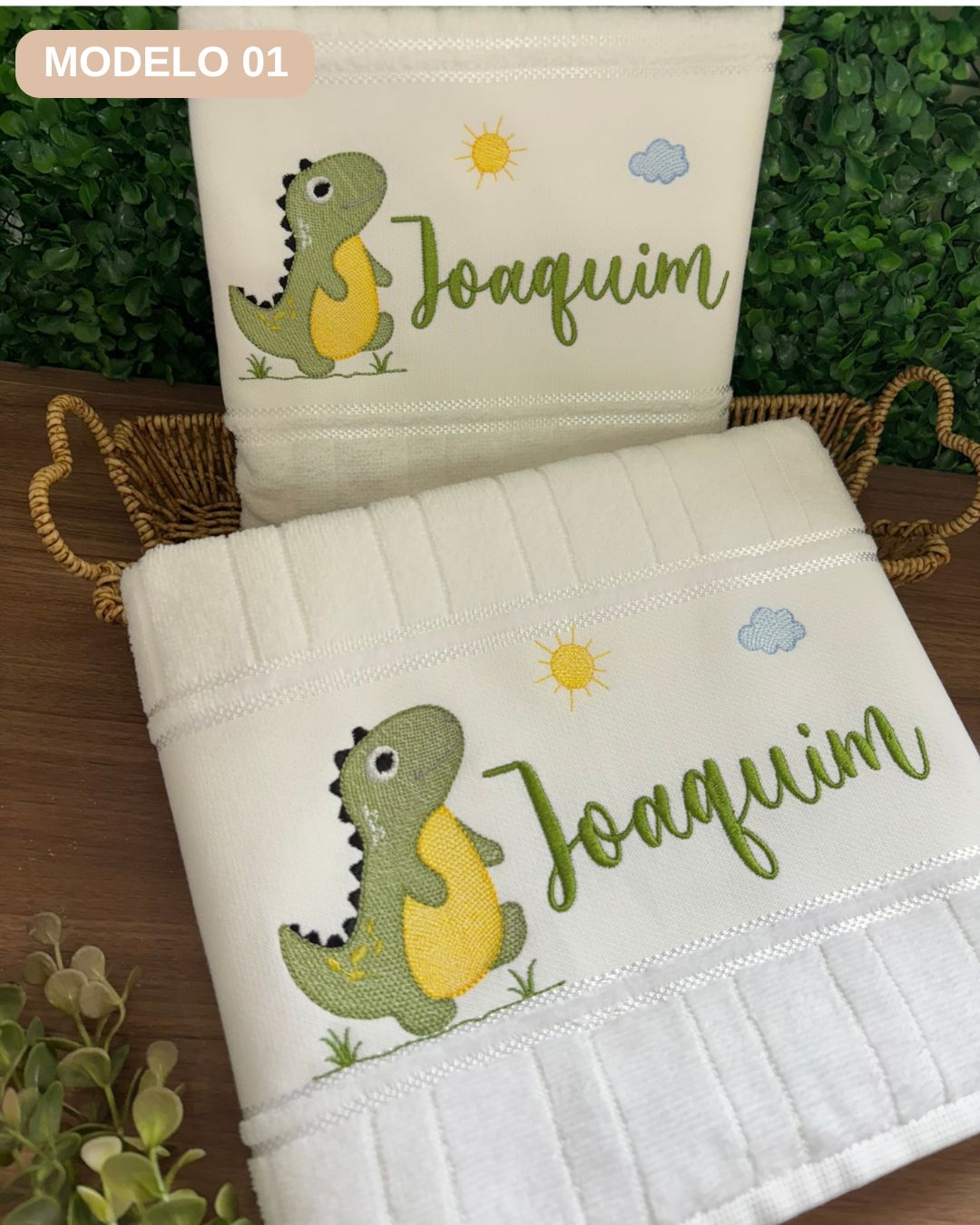 toalha de banho e rosto bordadas infantil menino