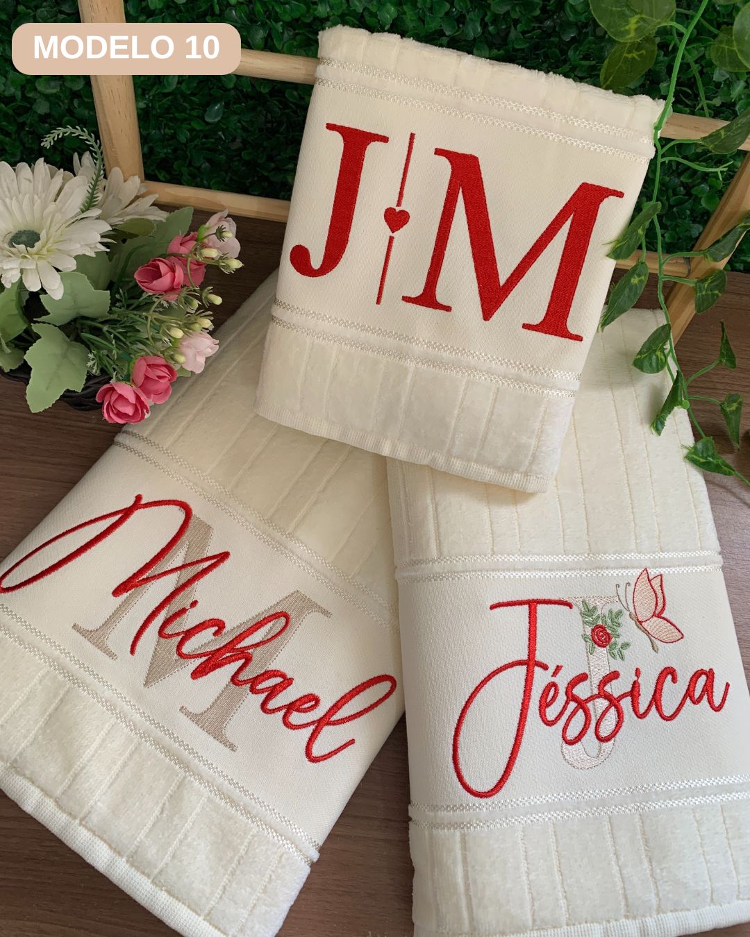 jogo toallhas casal bordadas banho e rosto