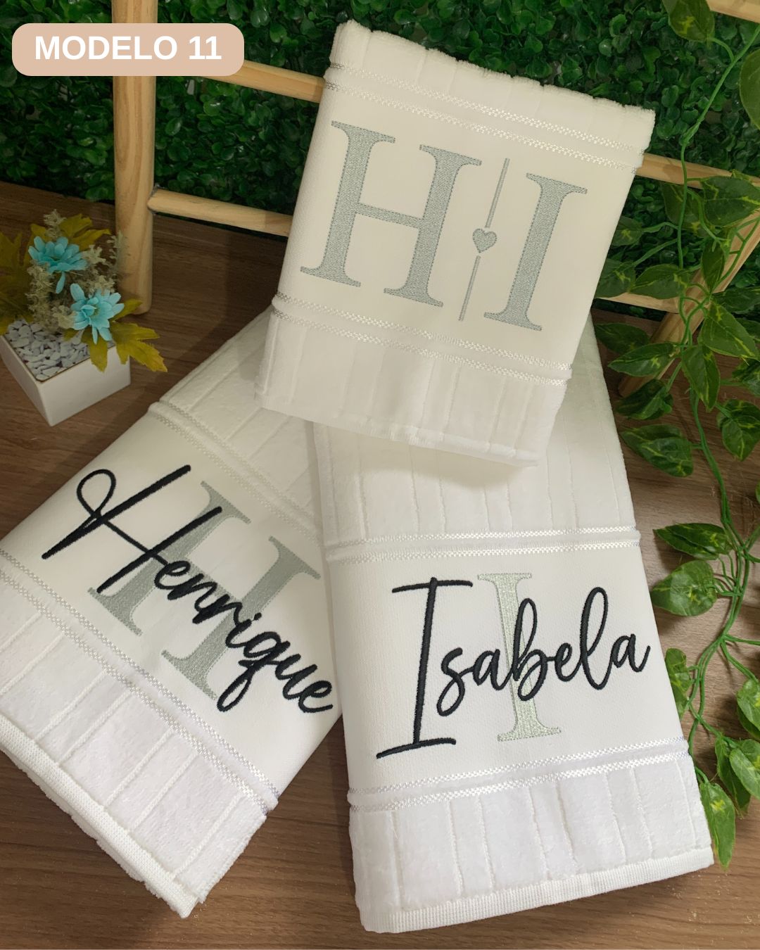 jogo toallhas casal bordadas banho e rosto